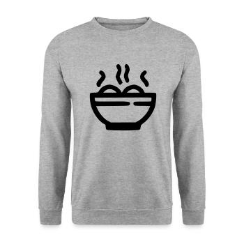 Ramen-Suppe - Unisex Pullover - Weißgrau meliert - Vorne - Alina (178cm) & Michal (187cm)