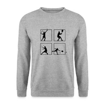 Tennis - Unisex Pullover - Weißgrau meliert - Vorne - Alina (178cm) & Michal (187cm)