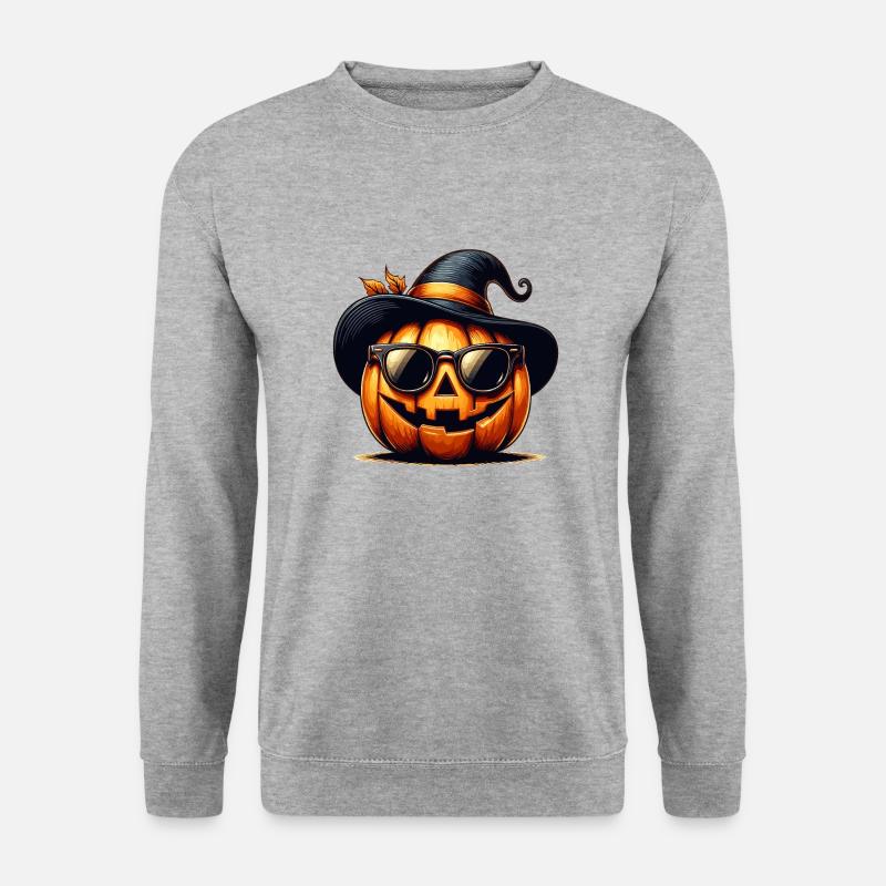 Kürbis Halloween Spaß - Unisex Pullover - Weißgrau meliert