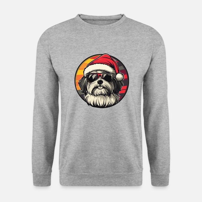 Havanese Hund Weihnachten Cool - Unisex Pullover - Weißgrau meliert