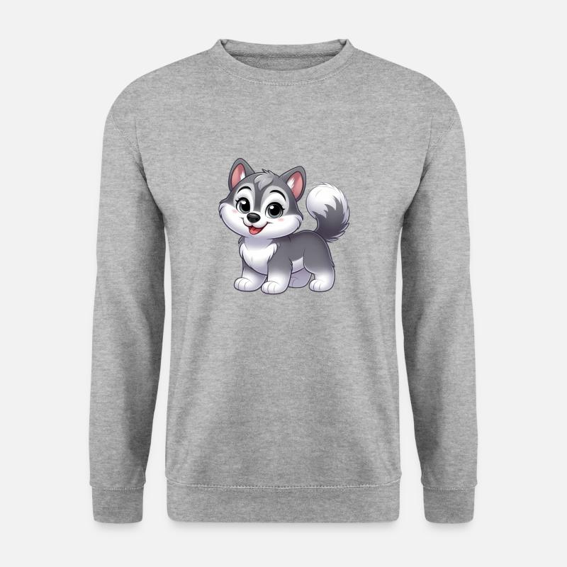Wolf 12 - Unisex Pullover - Weißgrau meliert