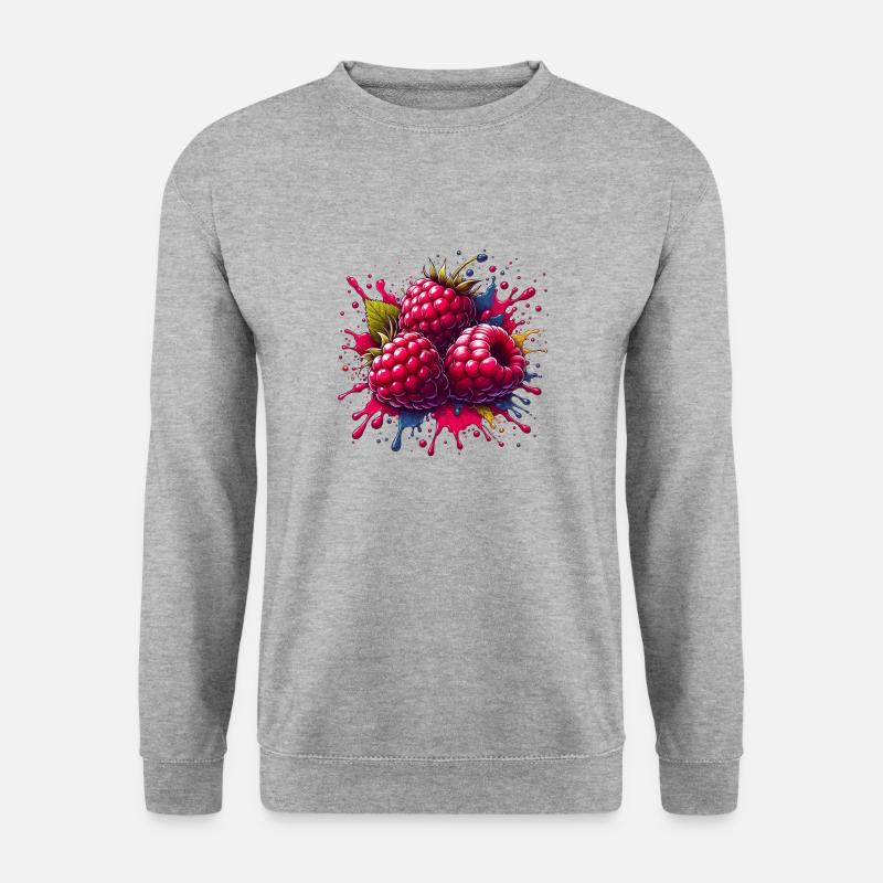 Himbeeren-Farbexplosion - Unisex Pullover - Weißgrau meliert
