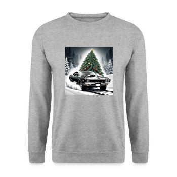 Voiture muscle car Noël cadeaux de Noël - Sweat-shirt Unisexe - gris chiné - Devant - Alina (178cm) & Michal (187cm)