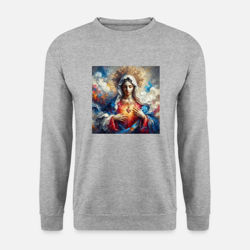 Stechpalme Maria Maria Madonna Mariana Jungfrau Maria Heilig - Unisex Pullover - Weißgrau meliert