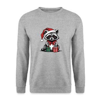 Cadeau de Noël du Père Noël raton laveur - Sweat-shirt Unisexe - gris chiné - Devant - Alina (178cm) & Michal (187cm)