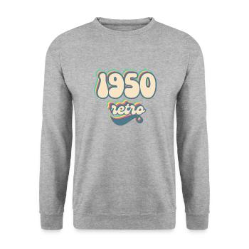 1950 retro idée cadeau - Sweat-shirt Unisexe - gris chiné - Devant - Alina (178cm) & Michal (187cm)