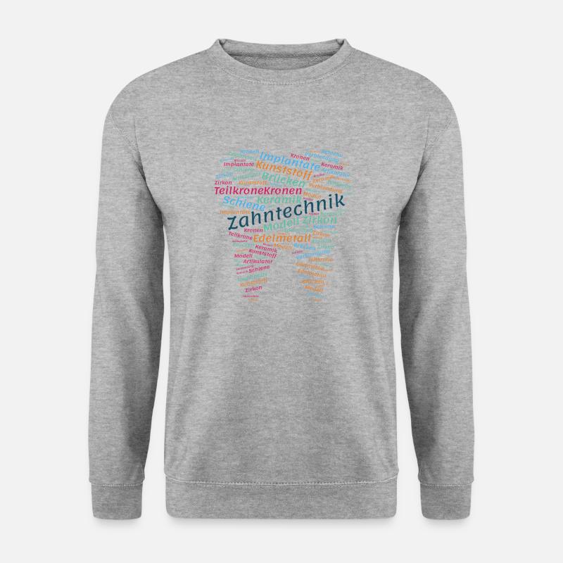 Zahntechnik Wordcloud bunt - Unisex Pullover - Weißgrau meliert
