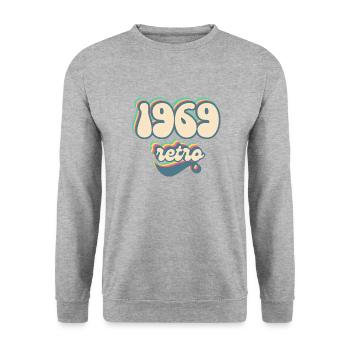 1969 Retro Geschenkidee - Unisex Pullover - Weißgrau meliert - Vorne - Alina (178cm) & Michal (187cm)