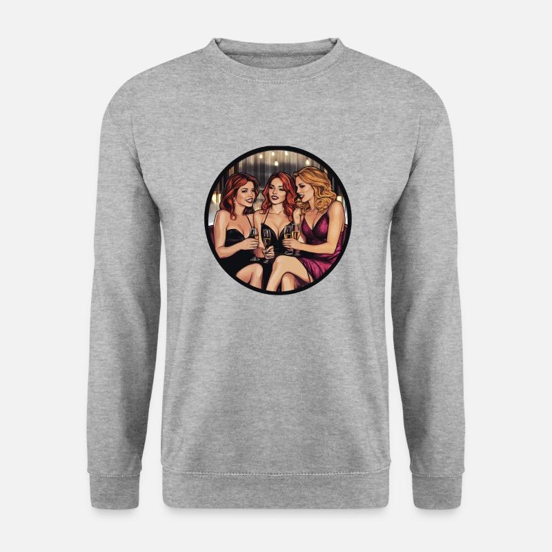 Ein glanzvoller Abend mit Freundinnen - Unisex Pullover - Weißgrau meliert