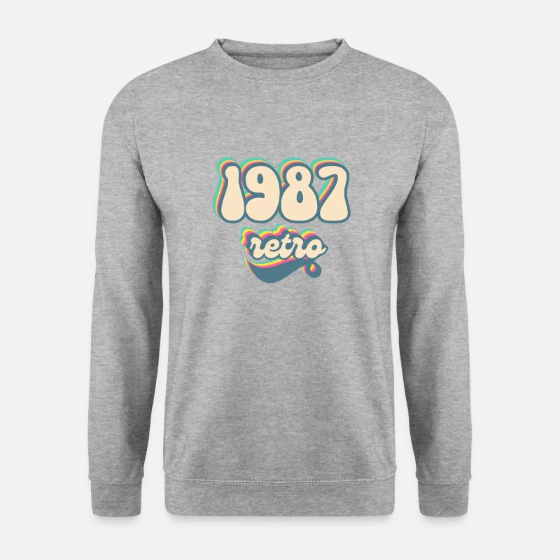 1987 Retro Geschenkidee - Unisex Pullover - Weißgrau meliert