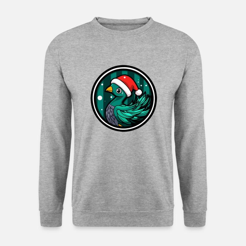 Pfau Vogel Weihnachten Tier - Unisex Pullover - Weißgrau meliert