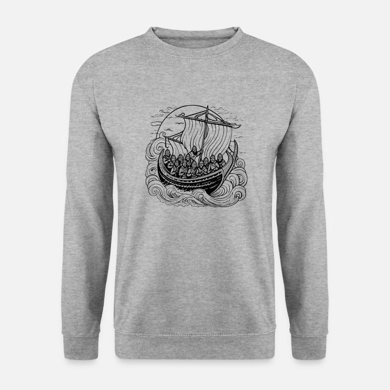 Vikings Ship - Unisex Pullover - Weißgrau meliert