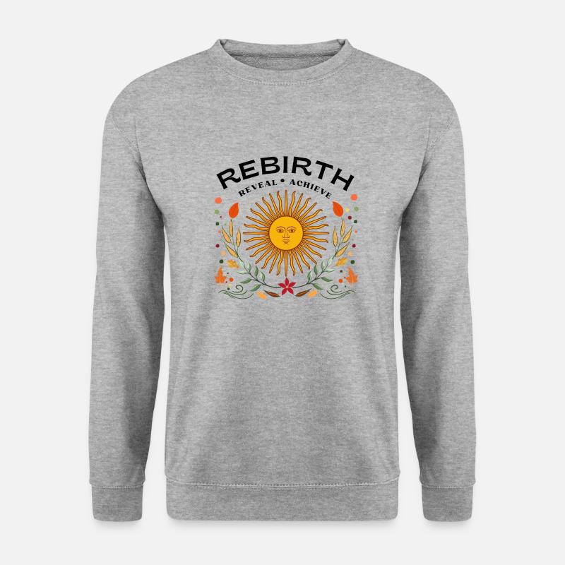 Wiedergeburt, Aufdecken, Verwirklichen - Vorsatz des Jahres - Unisex Pullover - Weißgrau meliert