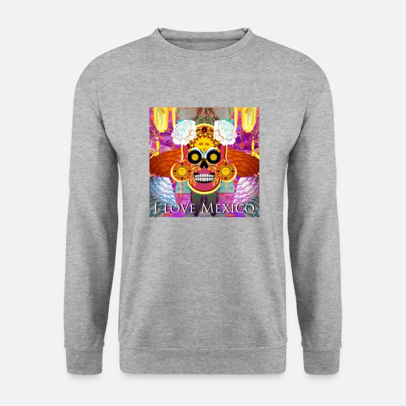 Mexiko Schädel - Unisex Pullover - Weißgrau meliert