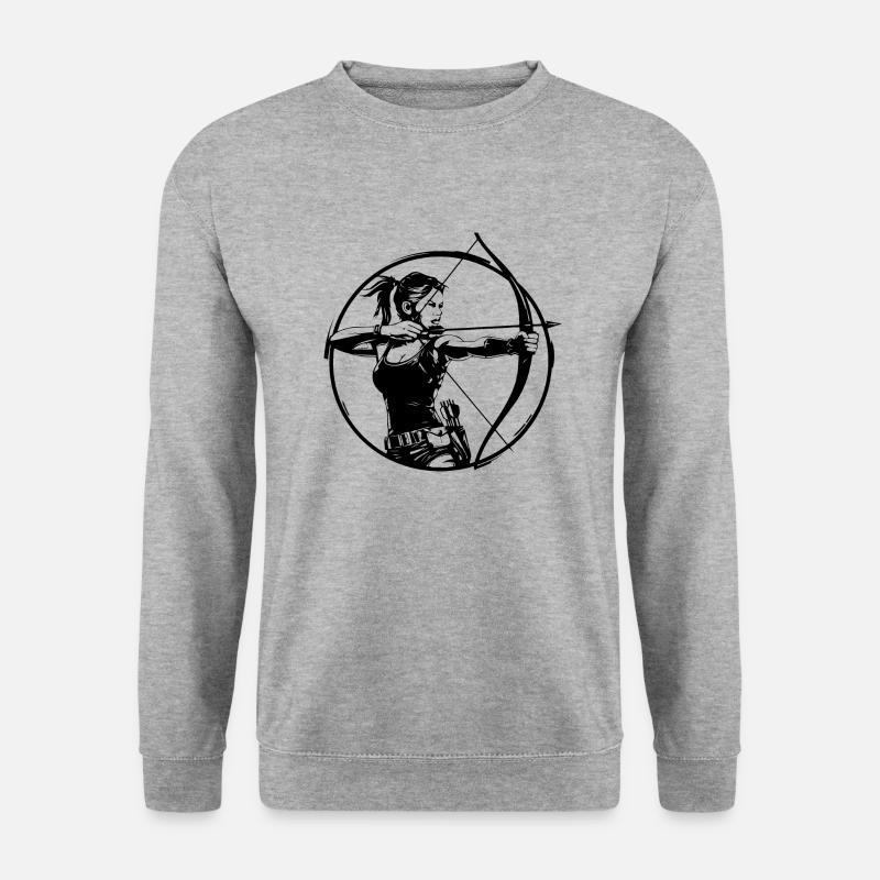 Bogenschießen Silhouette - Unisex Pullover - Weißgrau meliert