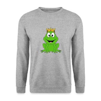 Frosch - König - Tier - Kinder - Unisex Pullover - Weißgrau meliert - Vorne - Alina (178cm) & Michal (187cm)