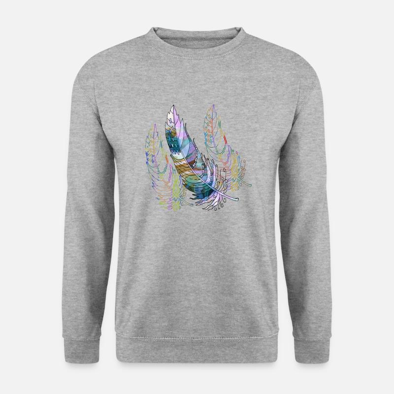 Feder - Unisex Pullover - Weißgrau meliert