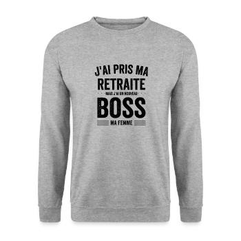 Funny Man Retirement Gift Idea for a Mar - Unisex Sweatshirt - salt & pepper - Front - Alina (178cm) & Michal (187cm)