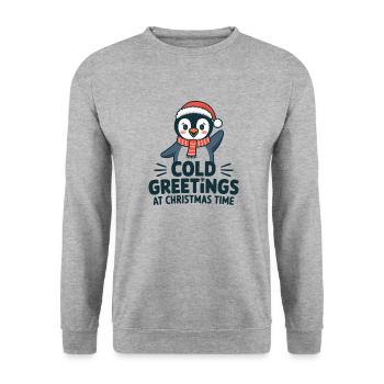 Cool greetings at Christmas time – Penguin - Unisex Sweatshirt - salt & pepper - Front - Alina (178cm) & Michal (187cm)