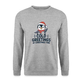 Cool greetings at Christmas time – Penguin - Unisex Sweatshirt - salt & pepper - Front - Alina (178cm) & Michal (187cm)