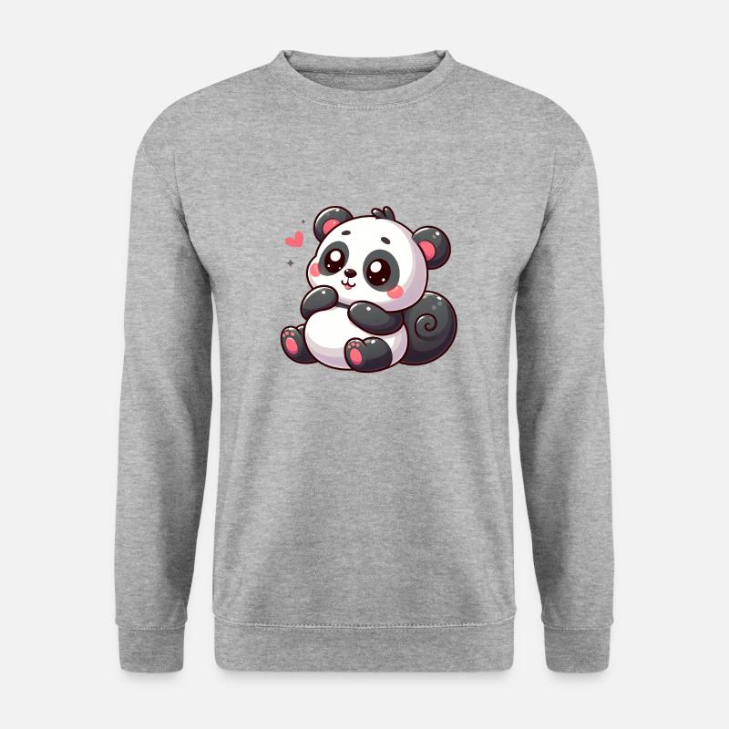 Panda - Unisex Pullover - Weißgrau meliert