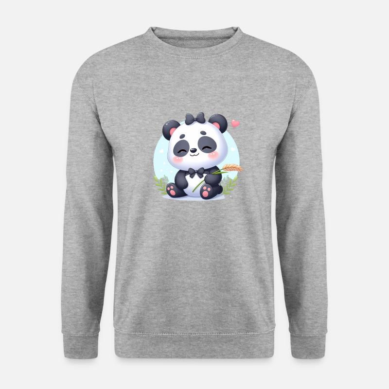 Panda 12 - Unisex Pullover - Weißgrau meliert