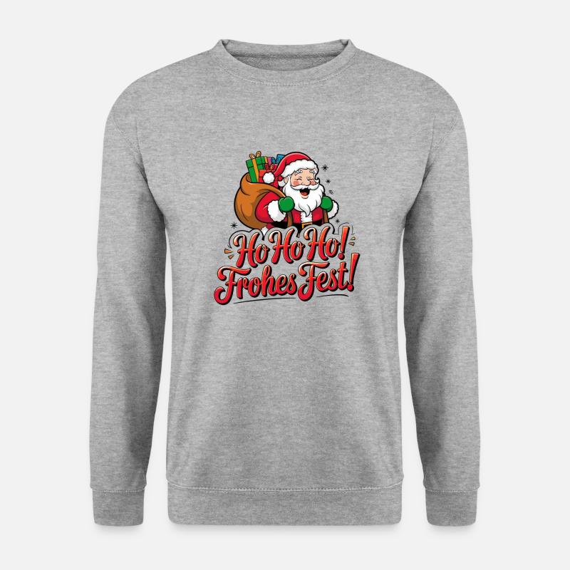 Weihnachtsmann – Ho Ho Ho! Frohes Fest - Unisex Pullover - Weißgrau meliert