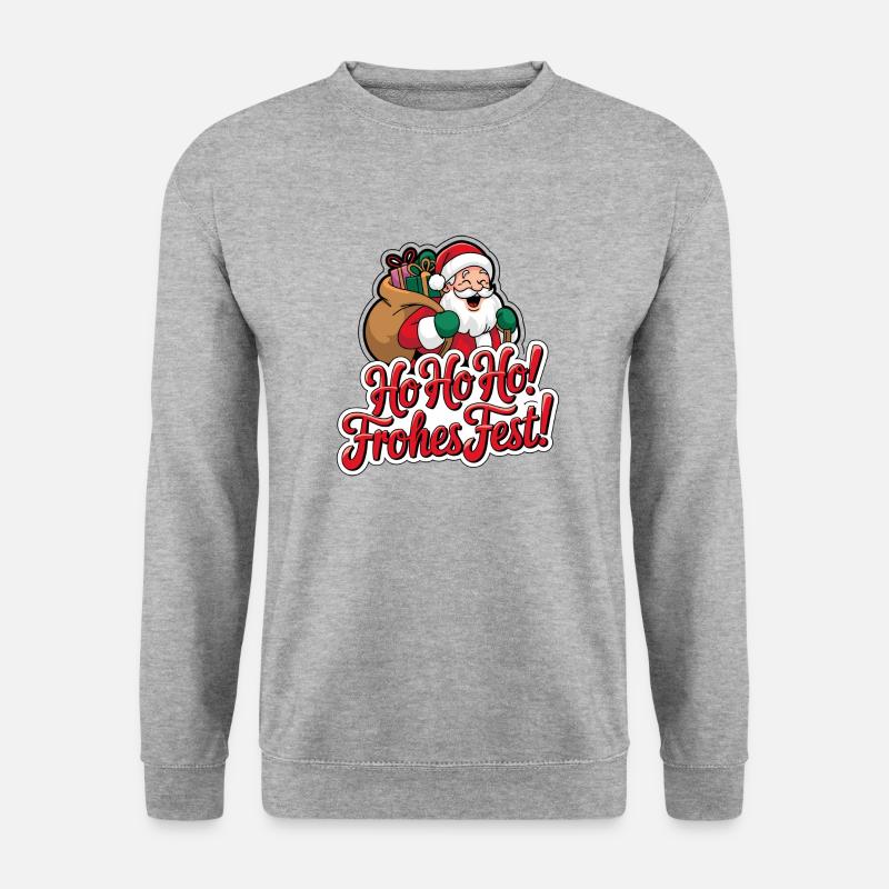 Weihnachtsmann – Ho Ho Ho! Frohes Fest - Unisex Pullover - Weißgrau meliert