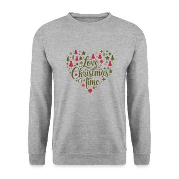 Love for the Christmas season – heart of motifs - Unisex Sweatshirt - salt & pepper - Front - Alina (178cm) & Michal (187cm)