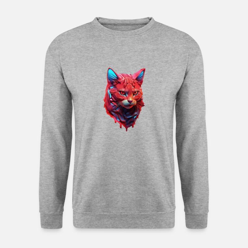 Katze - Unisex Pullover - Weißgrau meliert