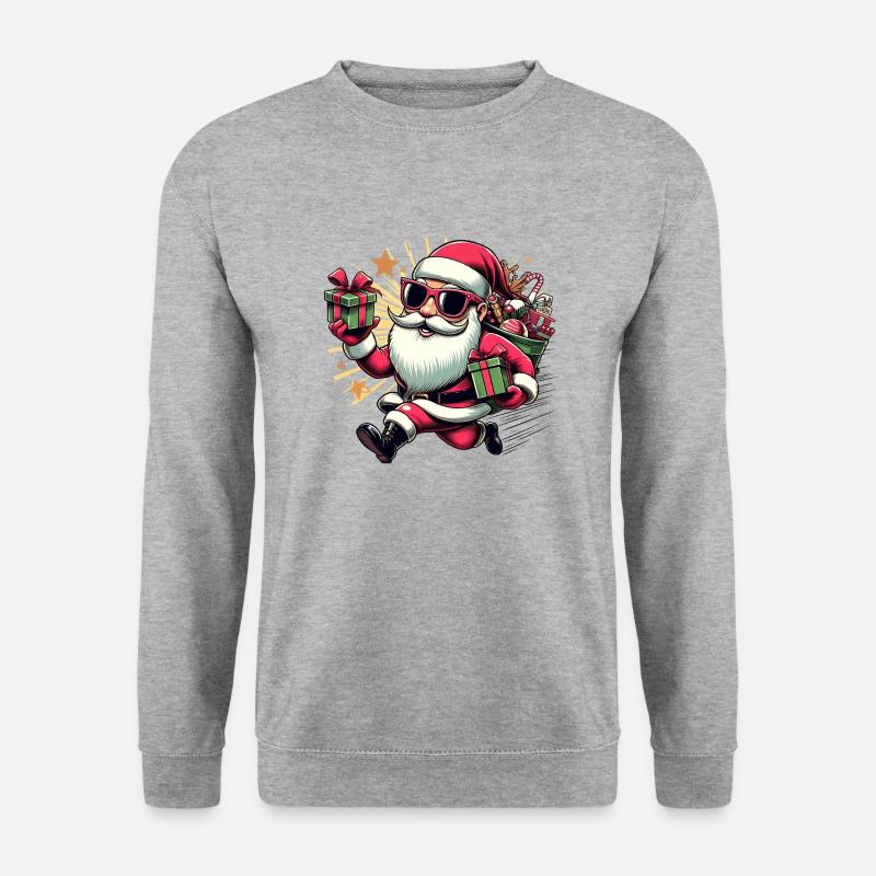 Santa Fun 10 - Unisex Pullover - Weißgrau meliert