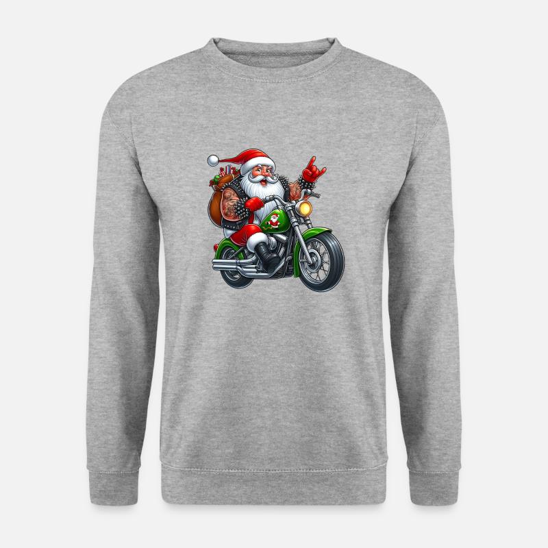 Santa Moto 2 - Unisex Pullover - Weißgrau meliert