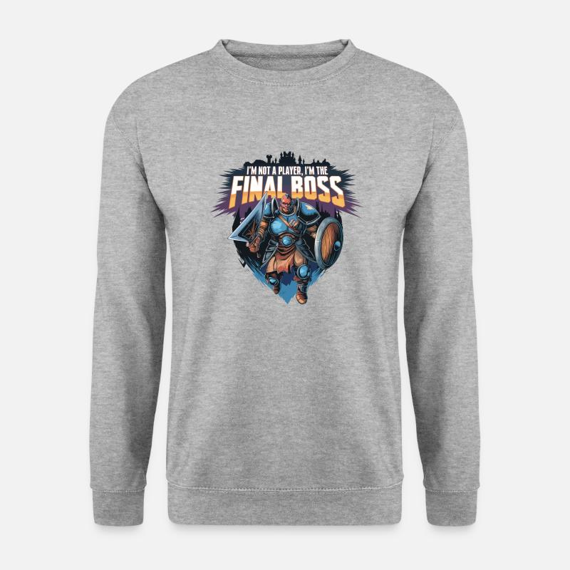 I'm the FinalBoss – Mächtiger Charakter - Unisex Pullover - Weißgrau meliert