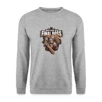 I’m the FinalBoss – Personnage puissant - Sweat-shirt Unisexe - gris chiné - Devant - Alina (178cm) & Michal (187cm)