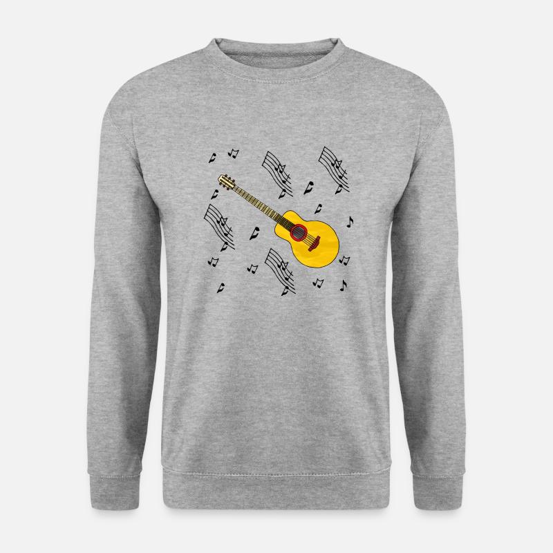 Gitarre - Unisex Pullover - Weißgrau meliert