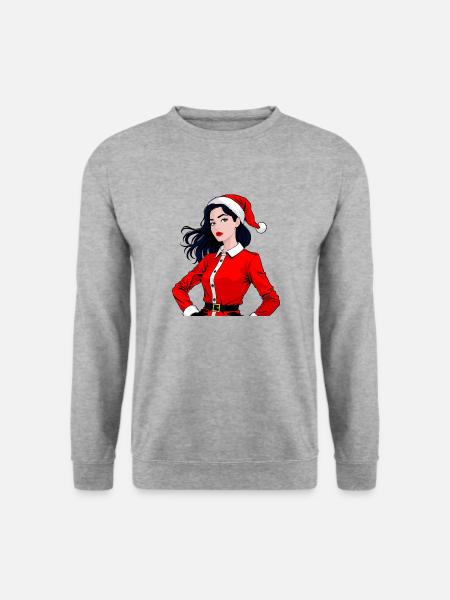 weihnachtsfrau Weihnachten female mrs. santa clara - Unisex Pullover - Weißgrau meliert