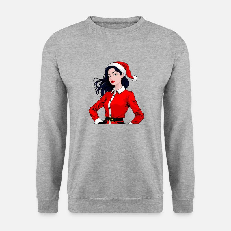 weihnachtsfrau Weihnachten female mrs. santa clara - Unisex Pullover - Weißgrau meliert