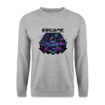 Escape to the Virtual World – Future VR-Design - Unisex Pullover - Weißgrau meliert - Vorne - Alina (178cm) & Michal (187cm)