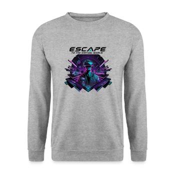 Escape to the Virtual World – Future VR-Design - Unisex Pullover - Weißgrau meliert - Vorne - Alina (178cm) & Michal (187cm)