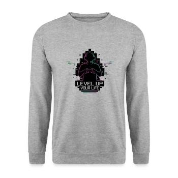 Level Up Your Life Gamer Silhouette - Unisex Sweatshirt - salt & pepper - Front - Alina (178cm) & Michal (187cm)