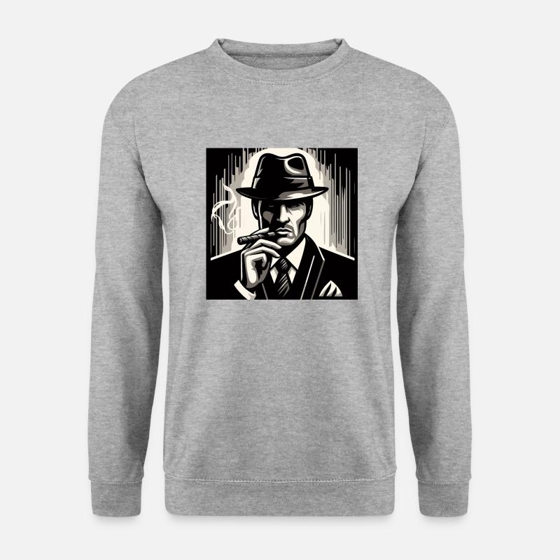 Mysteriöser Mann mit Zigarre - Unisex Pullover - Weißgrau meliert