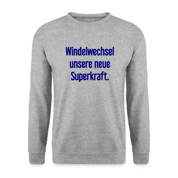 Diaper change – our new superpower - Unisex Sweatshirt - salt & pepper - Front - Alina (178cm) & Michal (187cm)
