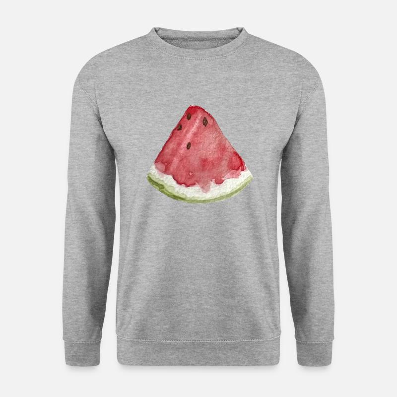 Wassermelonen-Scheibe - Unisex Pullover - Weißgrau meliert
