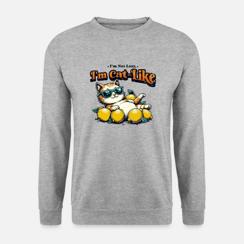 Ich bin katzenartig - Unisex Pullover - Weißgrau meliert