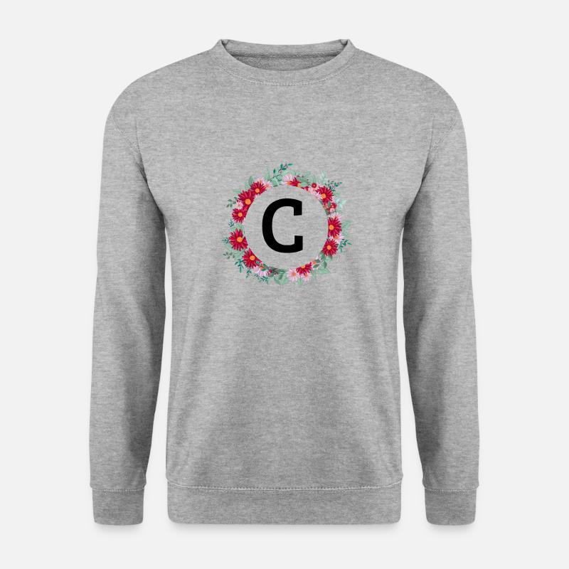 Buchstabe c Blumenkrone - Unisex Pullover - Weißgrau meliert