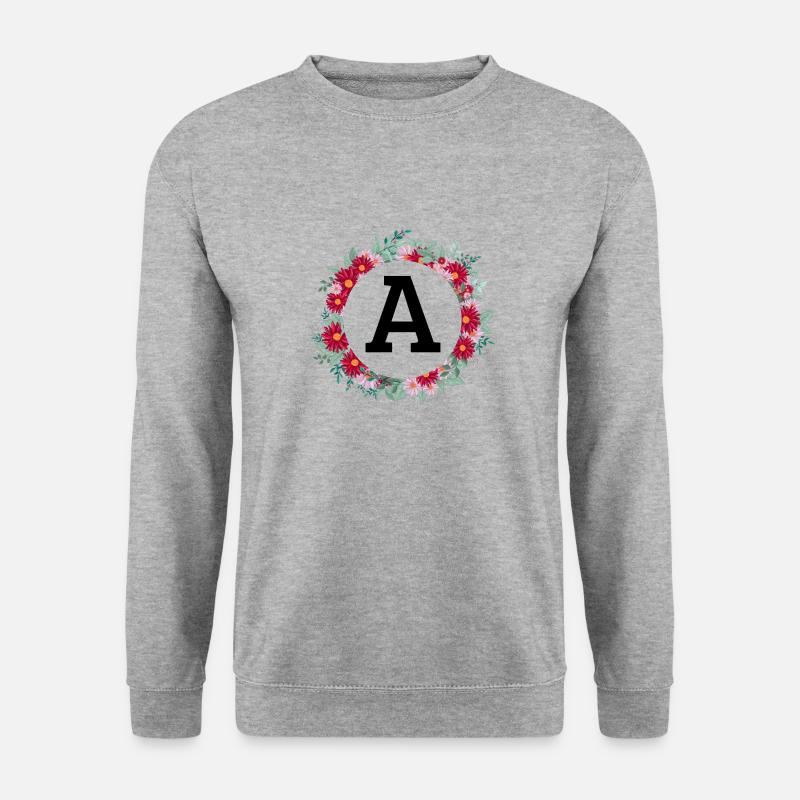 Blumenkrone Buchstabe - Unisex Pullover - Weißgrau meliert