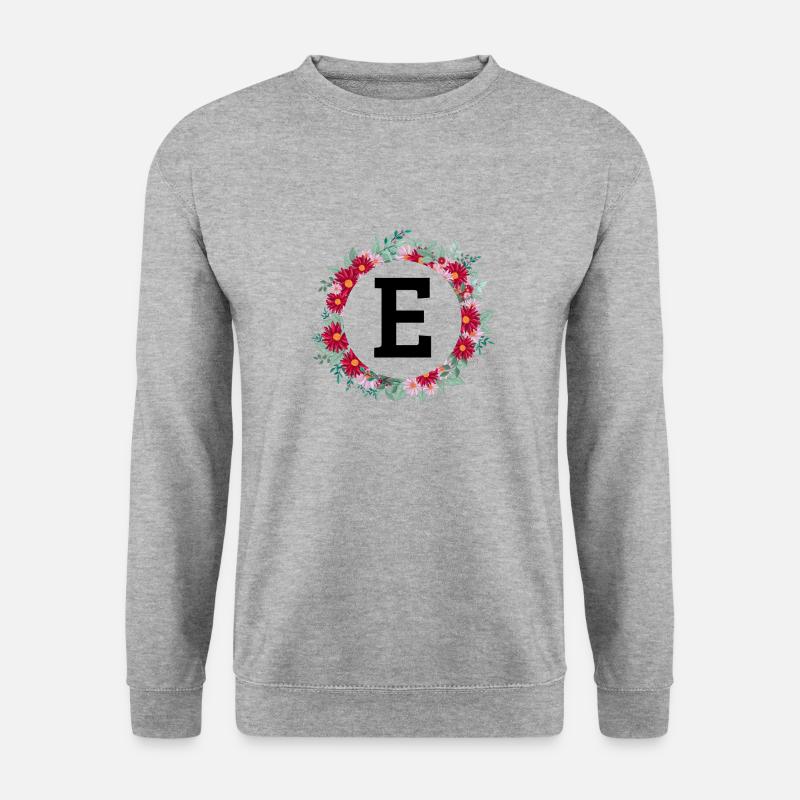 Buchstabe e Blumenkranz - Unisex Pullover - Weißgrau meliert