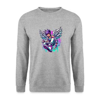Cool angel colorful hair - Unisex Sweatshirt - salt & pepper - Front - Alina (178cm) & Michal (187cm)
