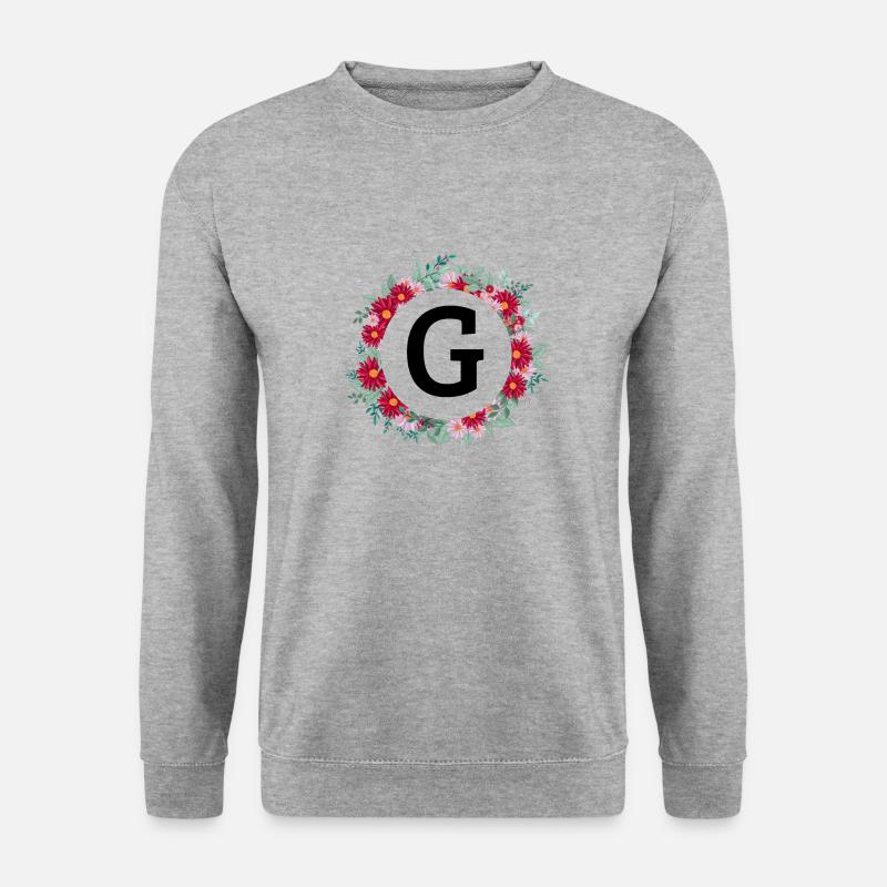 Buchstabe g Blumenkrone - Unisex Pullover - Weißgrau meliert