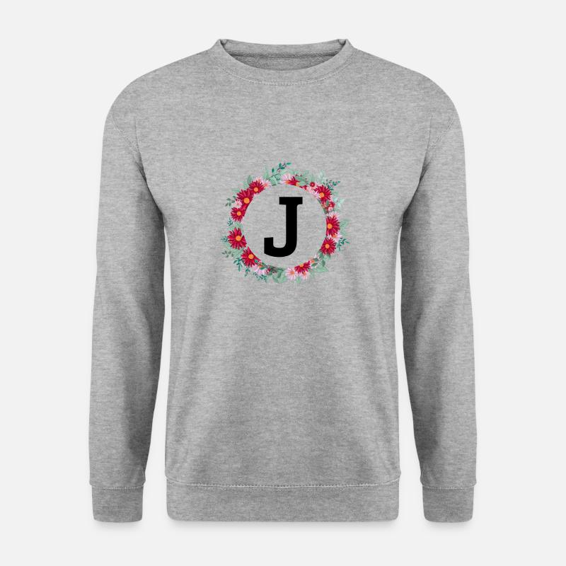 Buchstabe j Blumenkranz - Unisex Pullover - Weißgrau meliert
